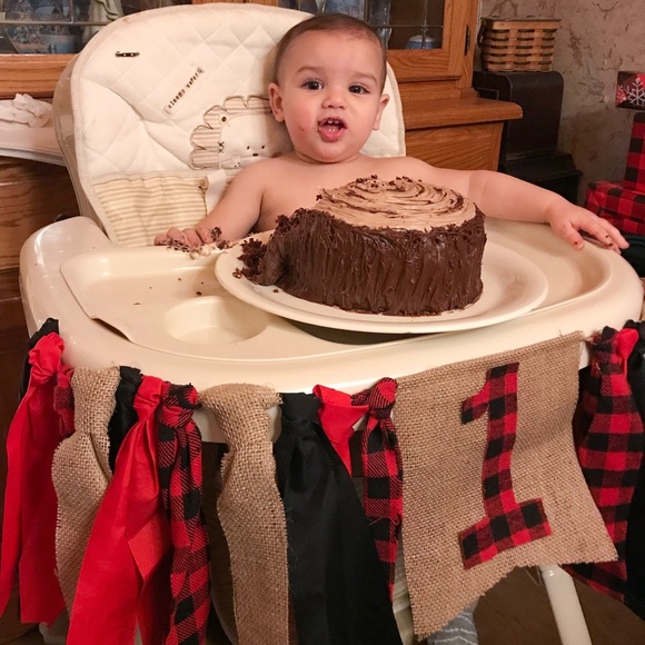 First Birthday Buffalo Plaid Decorations - Picture 7 of 7